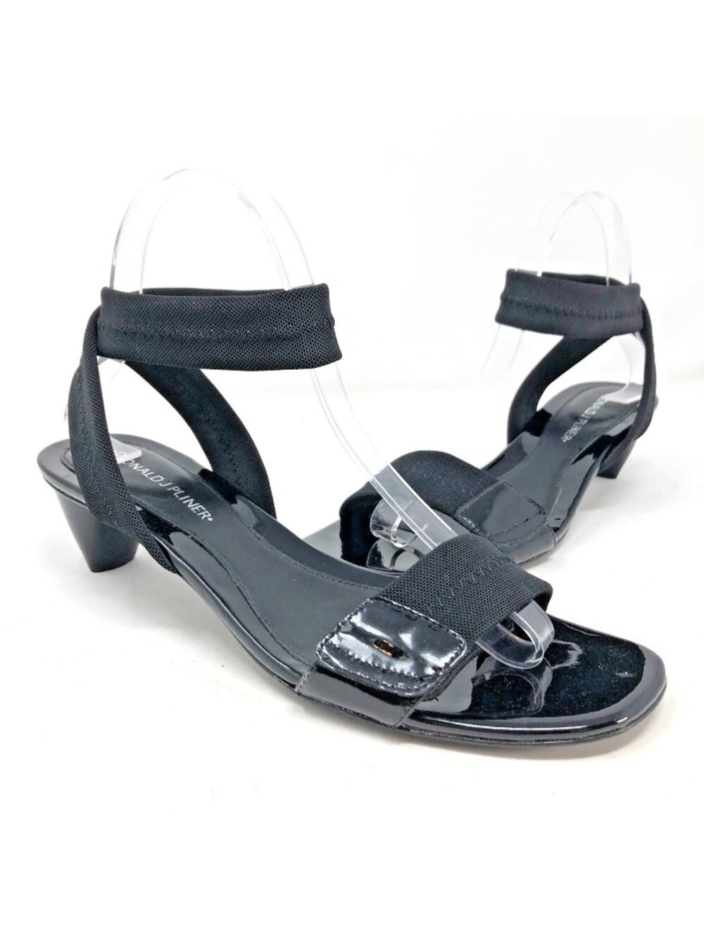 Donald J Pliner Sandals Womens 8.5M Halin Black Leather Ankle Wrap Square Toe